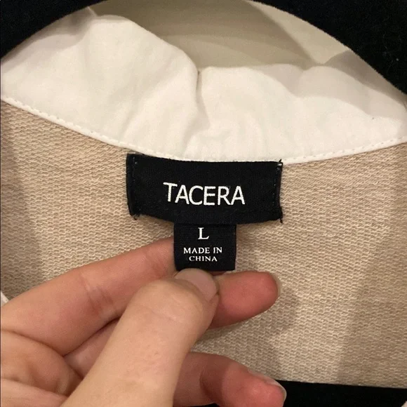 Chic Beige Sweater Dress with White Collar - Picture 2 of 10